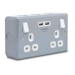 BG METALCLAD MC522U DP 2G SWITCH SOCKET + 2XUSB